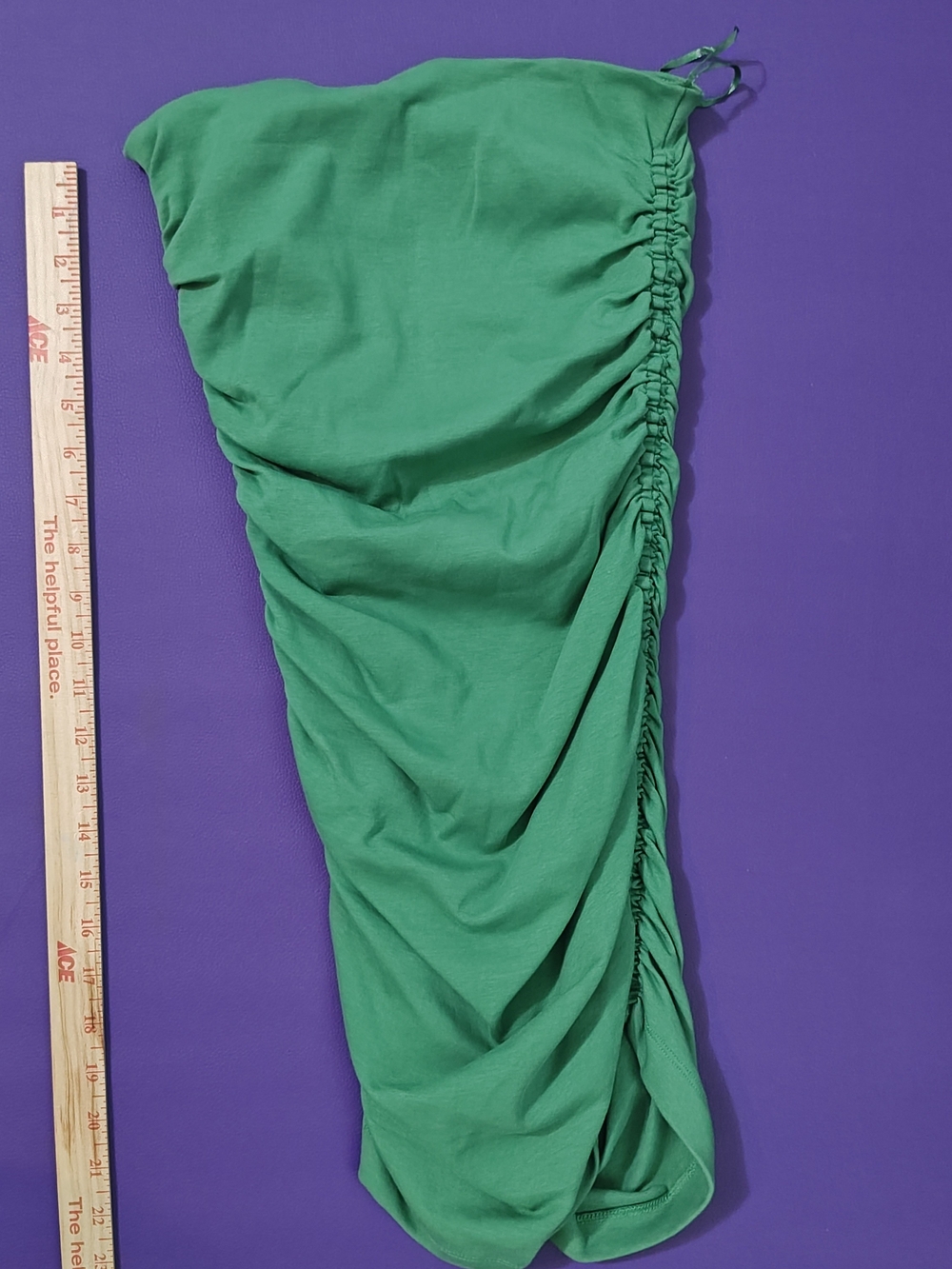Green Ruched Women's Strapless Dress